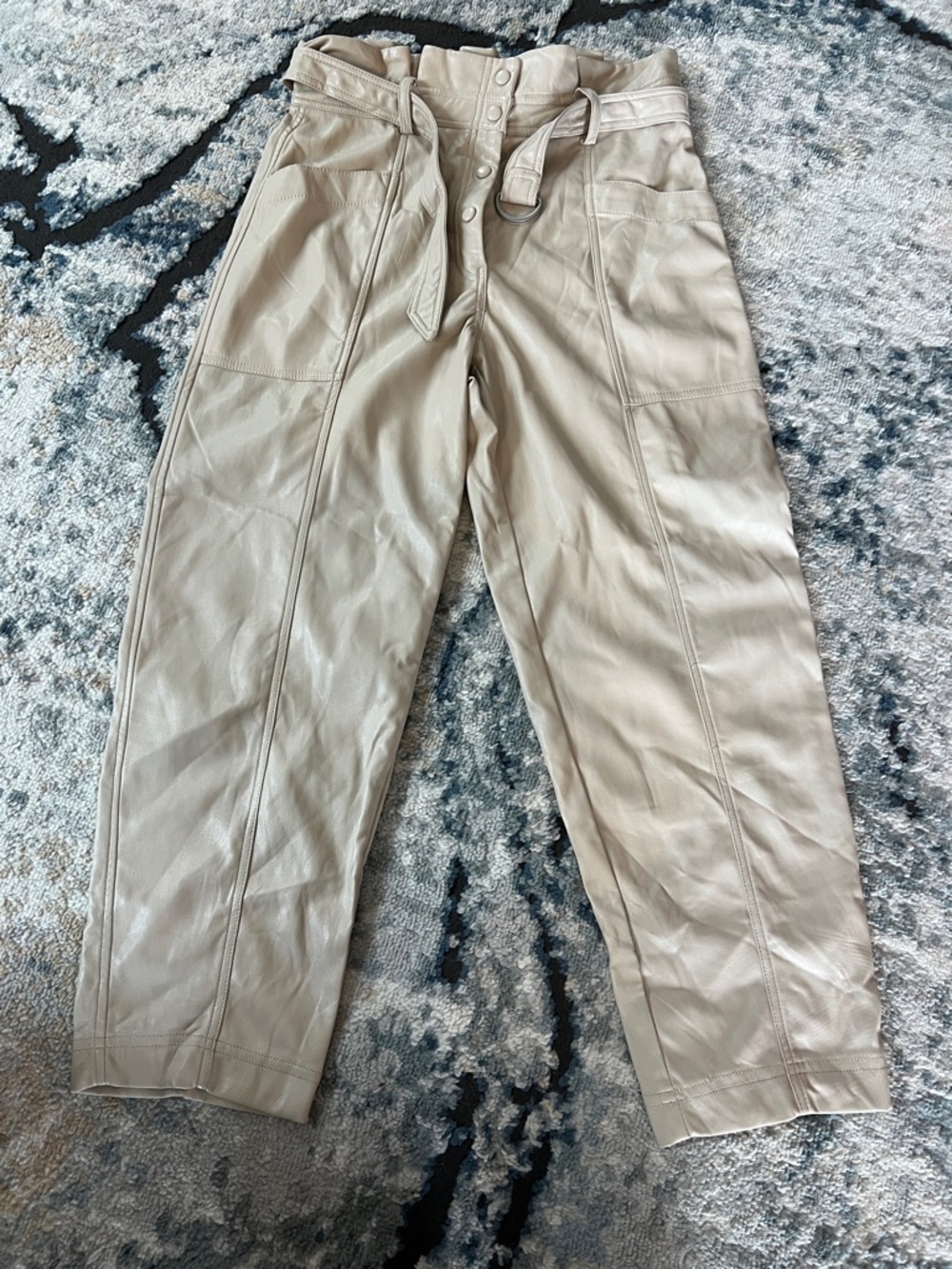 House of Harlow 1960 Beige Cargo Leather Pants
